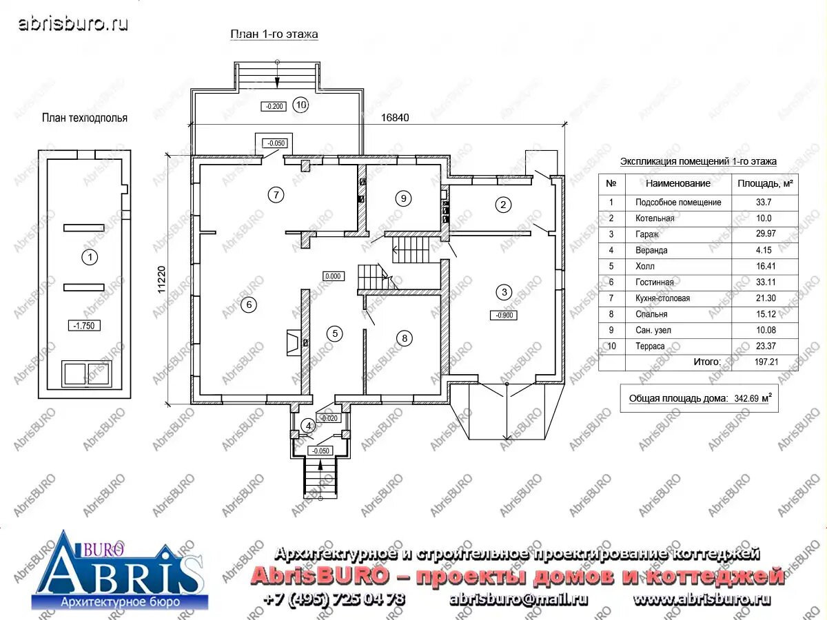 План 1-го этажа дома (Plan of the first floor of the house)