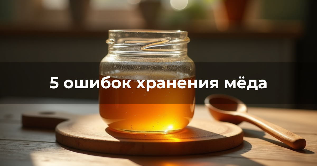 Банка натурального мёда в тёплом освещении, иллюстрация правильного хранения мёда дома.