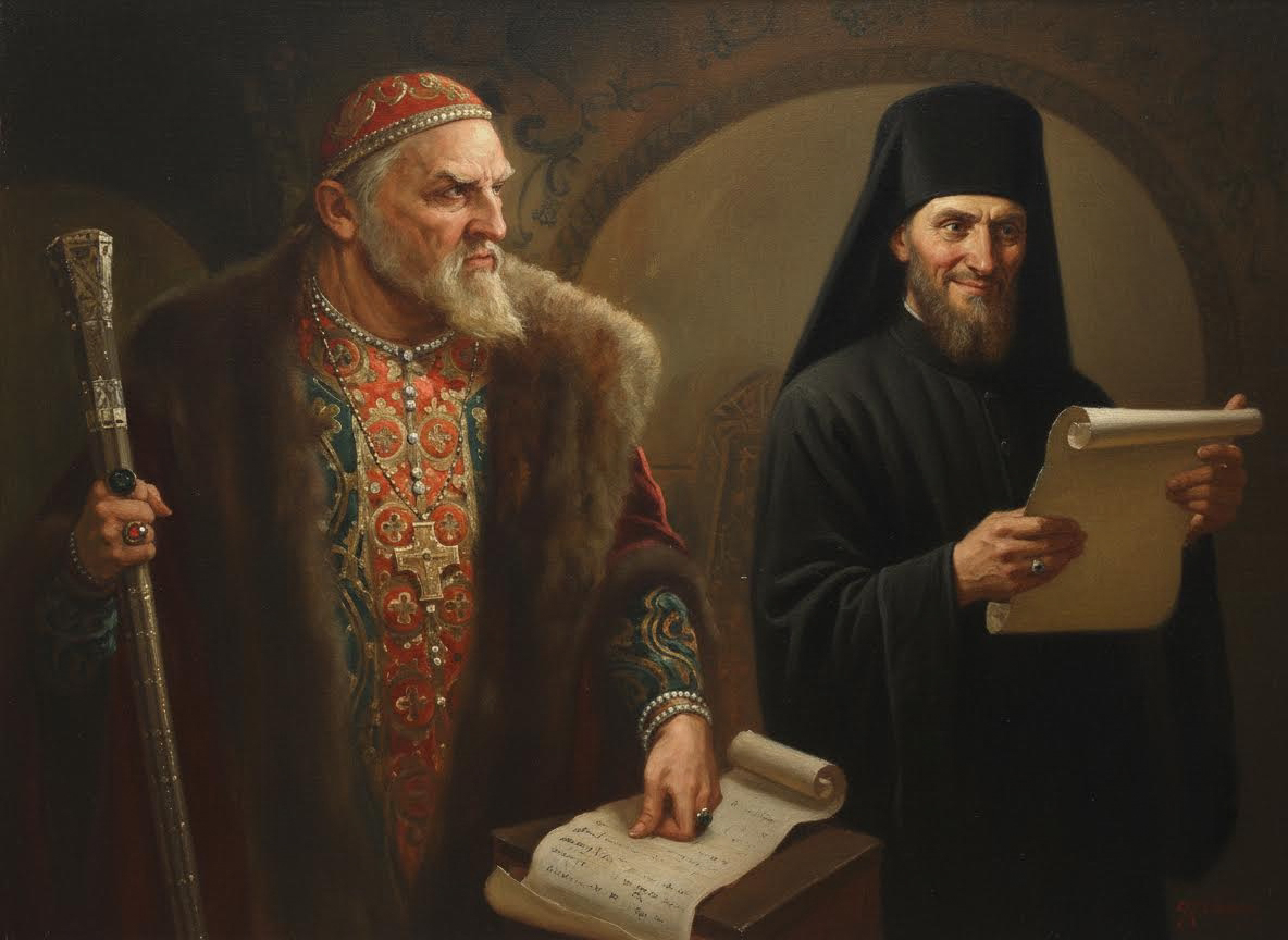 Изображение русского царя Ивана Грозного и Фильки с грамотой.