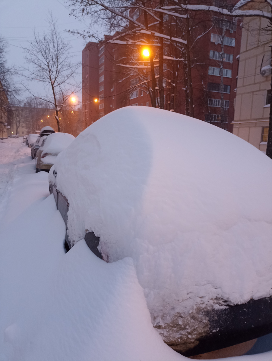 За день машины превратились вот в такие сугробы! 