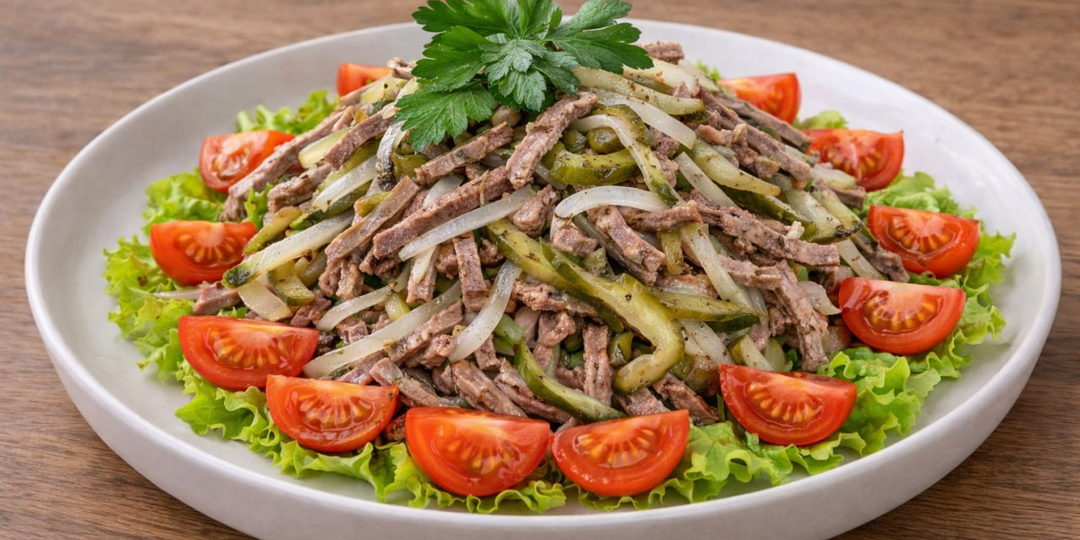 Салат «Шемахинский» — простой, мясной и очень характерный. Отличный вариант, когда хочется сытно, но без лишней возни
