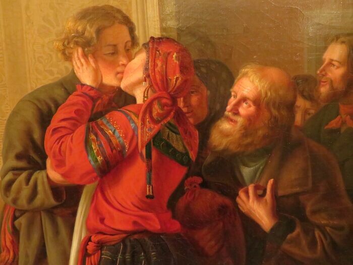 Согласно поцелуйному обряду, жена должна была целовать всех гостей