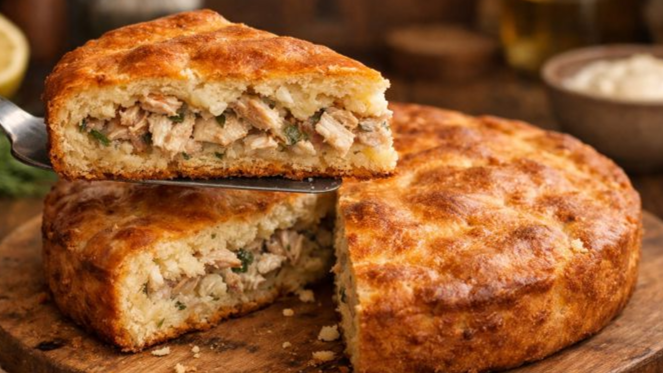 Быстрый заливной пирог с рыбой: всё смешали — и в духовку