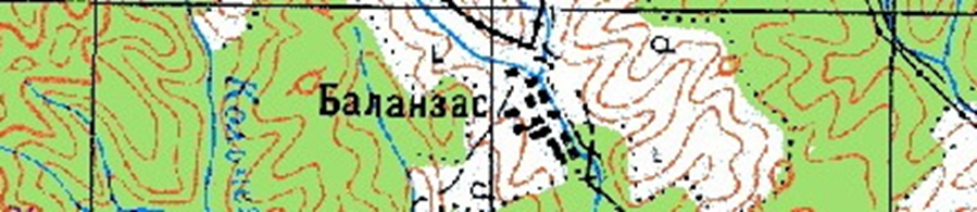 Поселок Баланзас. Фрагмент карты 60-е годы.