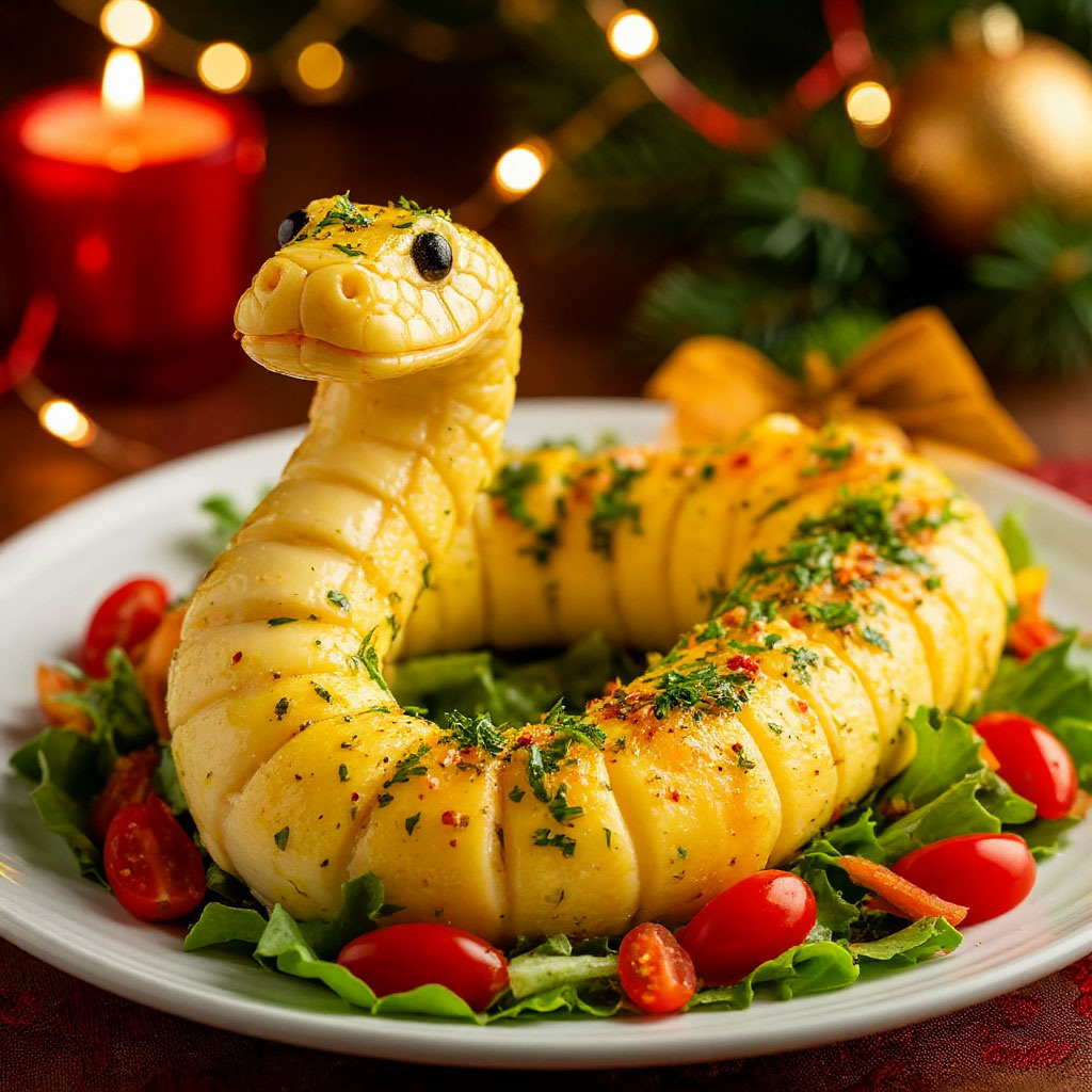 Новогодний салат «Змейка»