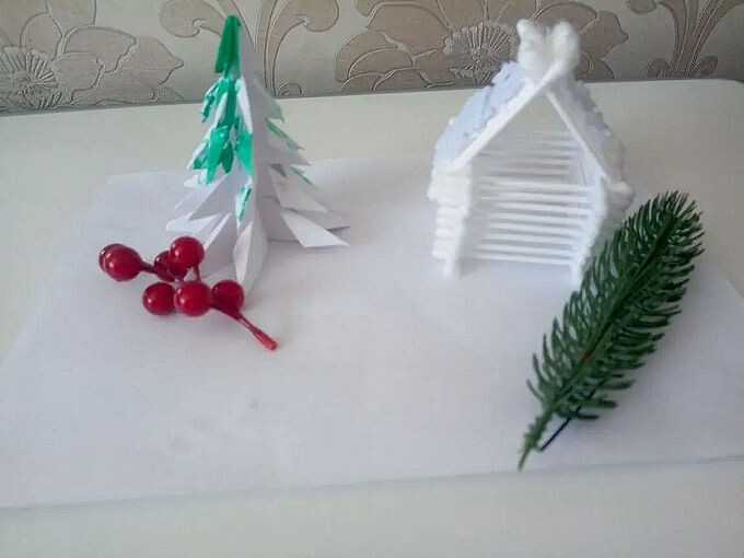 Поделка из бумаги и ватных палочек