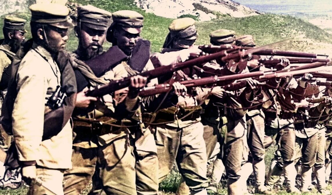 Японская пехота где-то в Манчжурии.