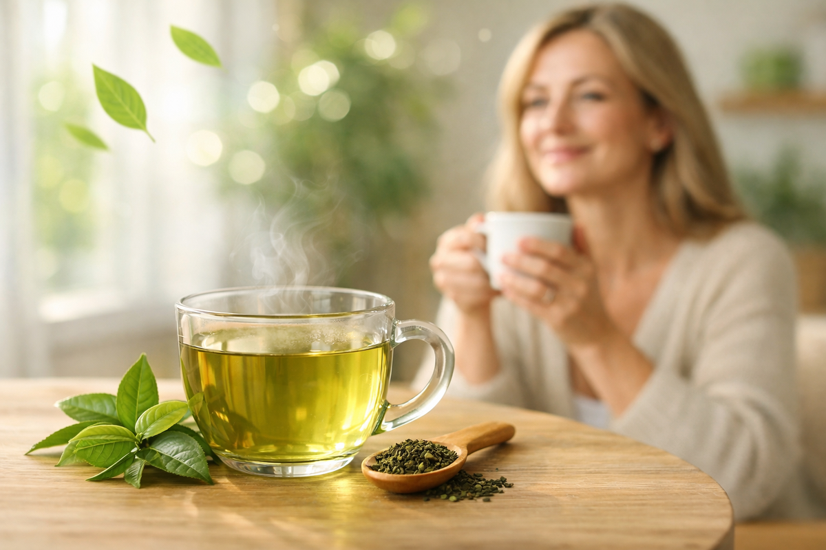 Кружка с зеленым чаем 