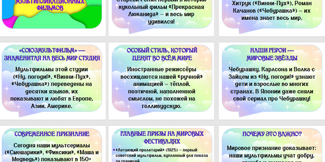Бесплатная разработка к Разговорам о важном «Как создают мультфильмы?»