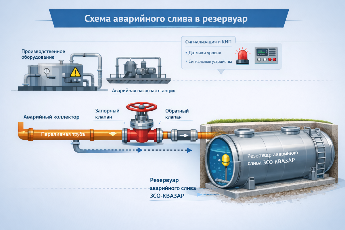 схема аварийного резервуар ЗСО-КВАЗАР
