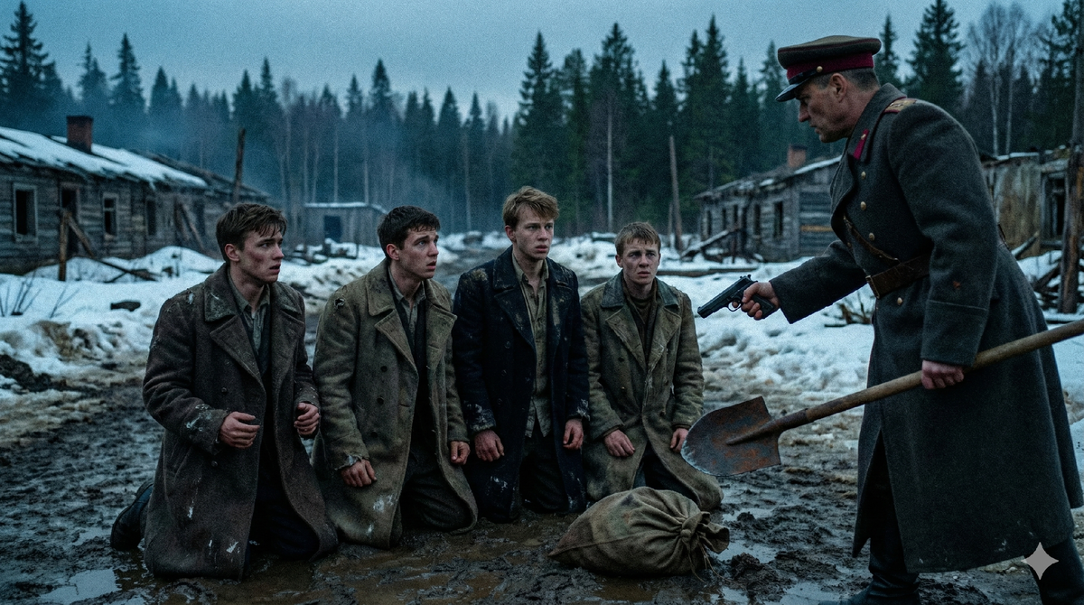 Приговор полковника. «Здесь прокурор — медведь, а адвокат — тайга». Начальник лагеря Архипов объявляет сыновьям министров свою волю: или они научатся добывать хлеб своими руками, или сгинут в колымских болотах.