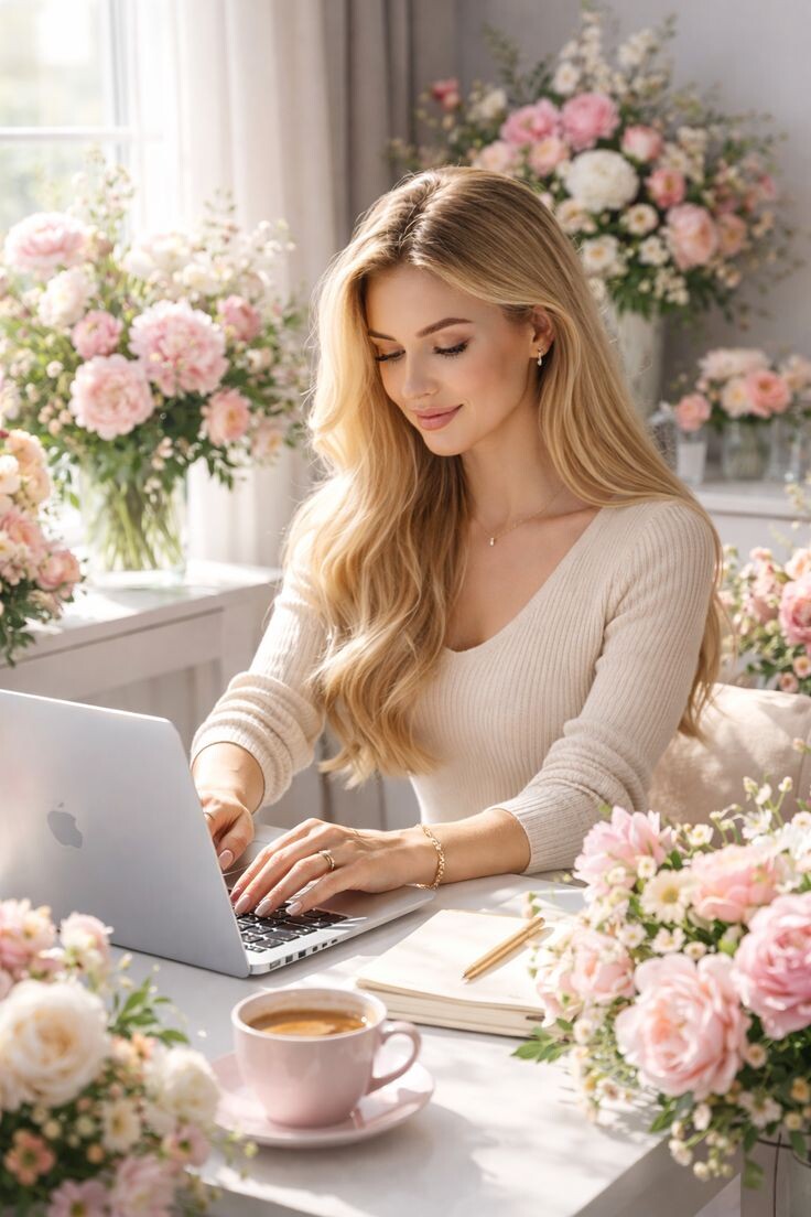 Девушка и цветы (ИИ )