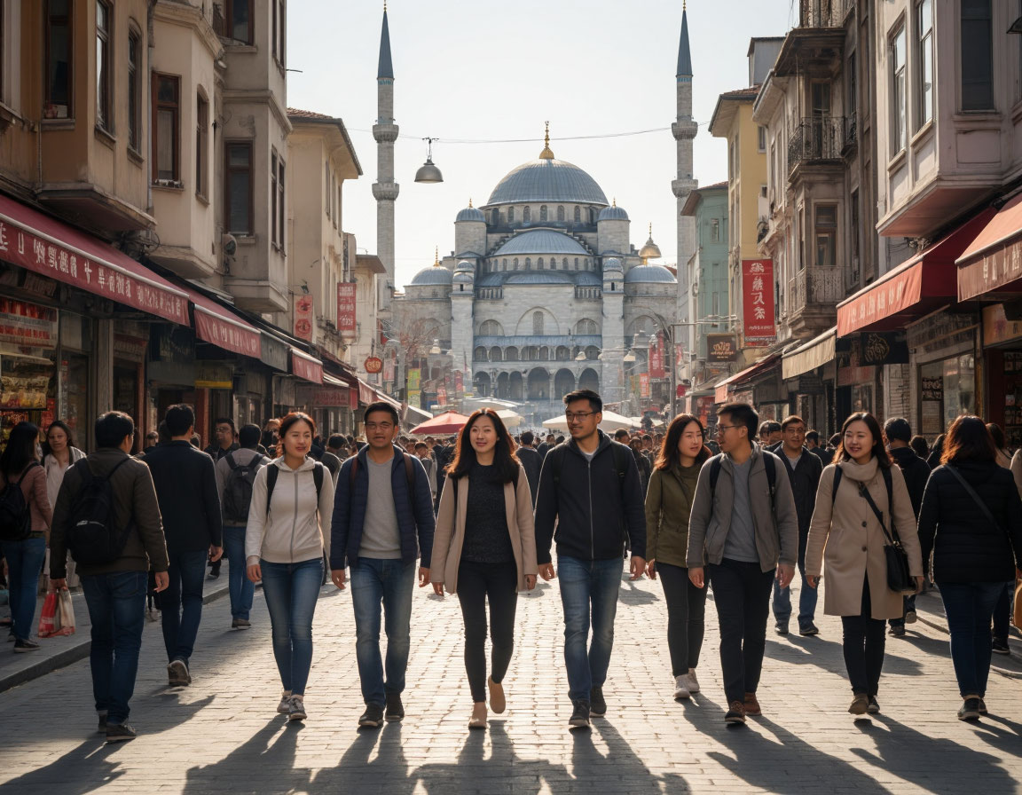 Китайские путешественники в Турции. Изображение создано нейросетью "Алиса AI"