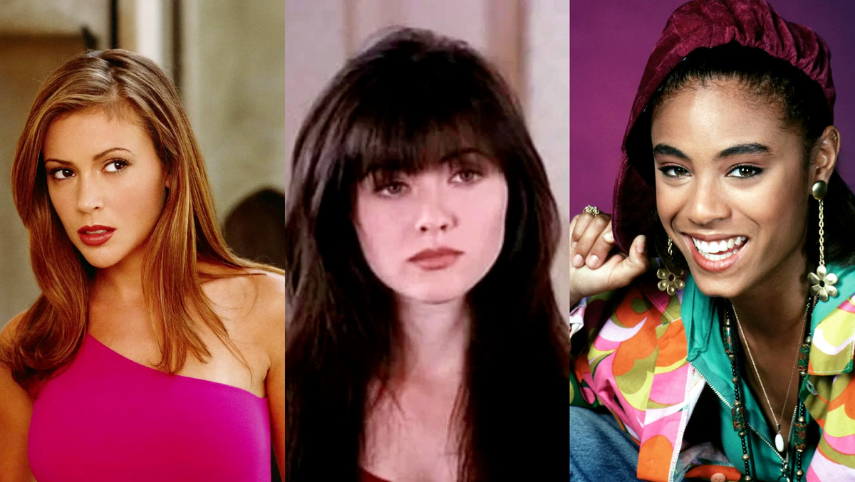 Слева направо: Алисса Милано, Шэннен Доэрти, Джейд Пинкетт.
