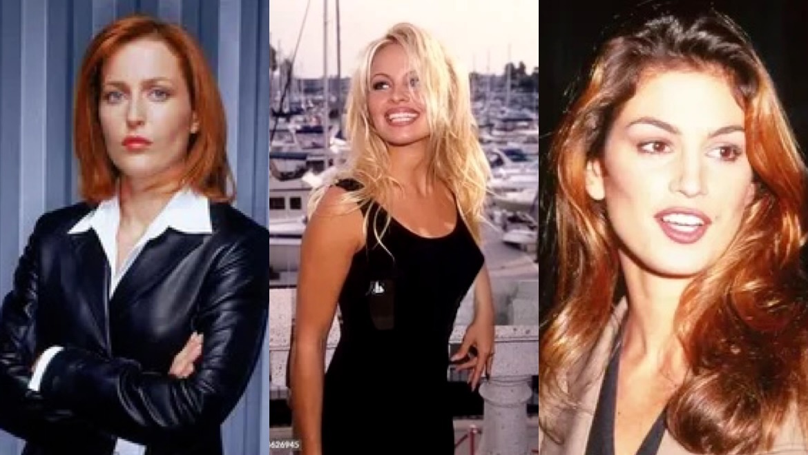 Слева направо: Джиллиан Андерсон, Памелла Андерсон, Синди Кроуфорд.