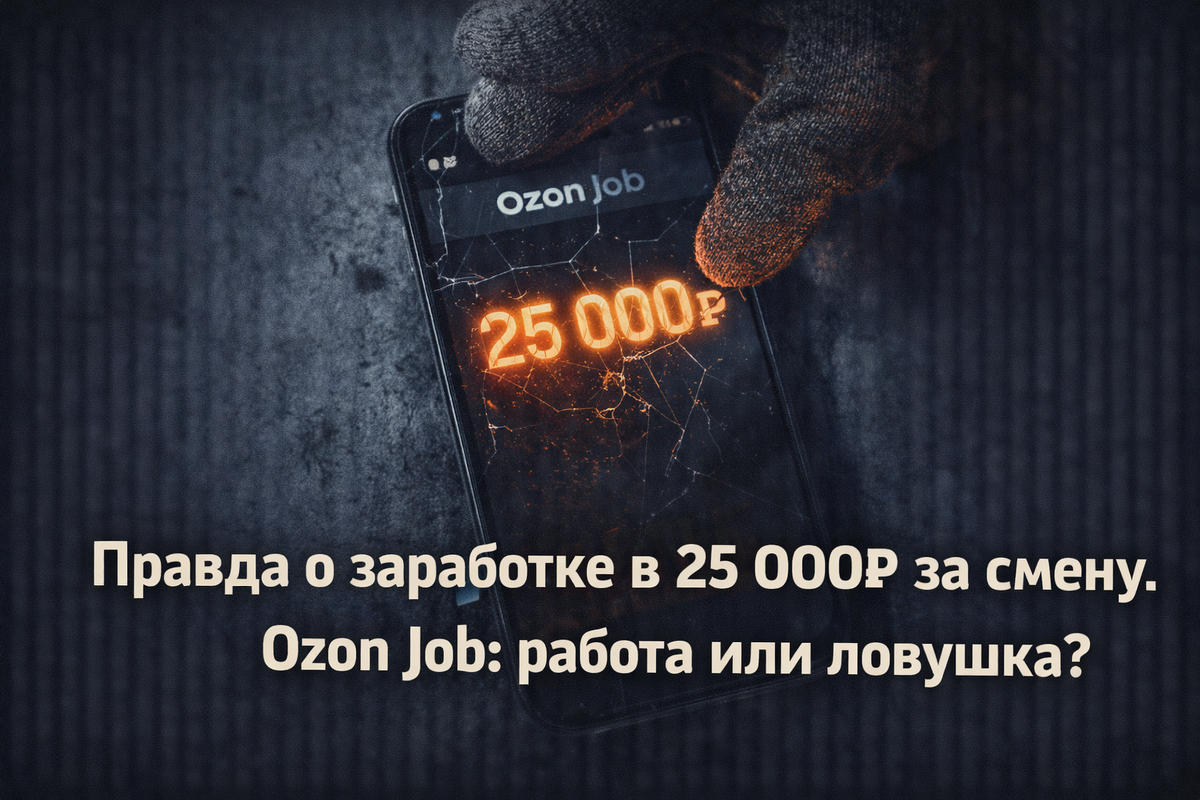 Статья-расследование о том, как приложение Ozon Job заманивает людей нереальными зарплатами в 25 000 рублей за смену, а на деле платит в 20 раз меньше. Личный опыт автора.