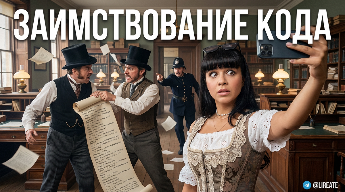    Иллюстрация к теме заимствования программного кода Лирейт