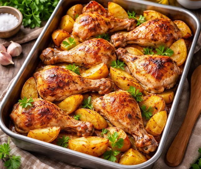 Курица с картошкой в духовке — бюджетный и сытный ужин для всей семьи 🍗🥔