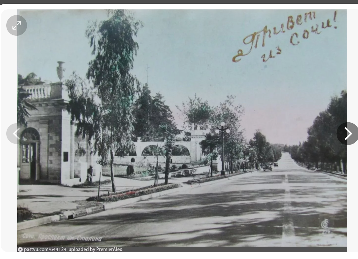 Проспект Сталина у главного входа в парк "Дендрарий". Источник: Паству