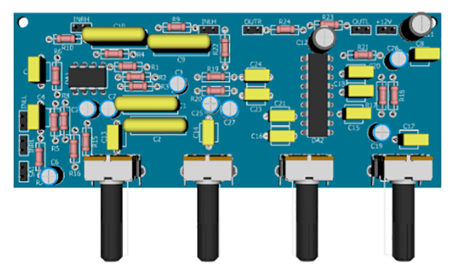 Предварительный усилитель с регулировкой громкости, баланса и тембра (TDA1524+NE5532)