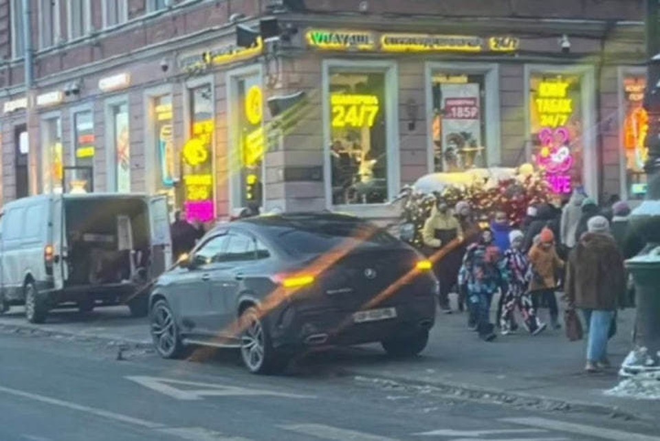    Водитель припарковал авто на тротуаре на Малой Садовой. Фото: пресс-служба Госавтоинспекции Петербурга и Ленобласти