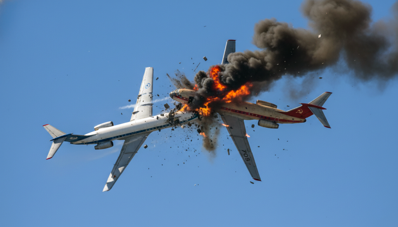    В 13:35 и 13:38 самолёты пропали с радаров. Друг на друга они неслись со скоростью 800 км/ч. Коллаж Царьграда