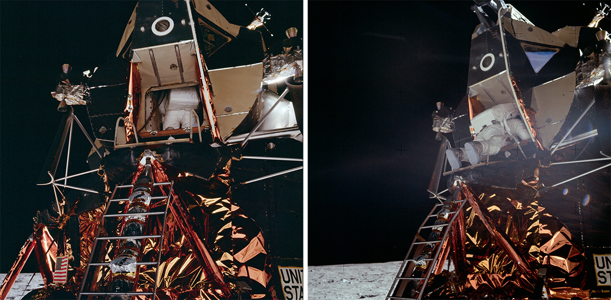 Фото NASA: слева – AS11-40-5862, справа – AS11-40-5863