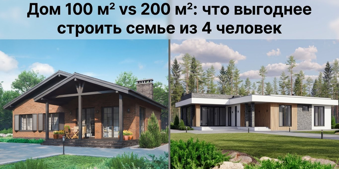 "Дом 100 м² vs 200 м²: что выгоднее строить семье из 4 человек" .