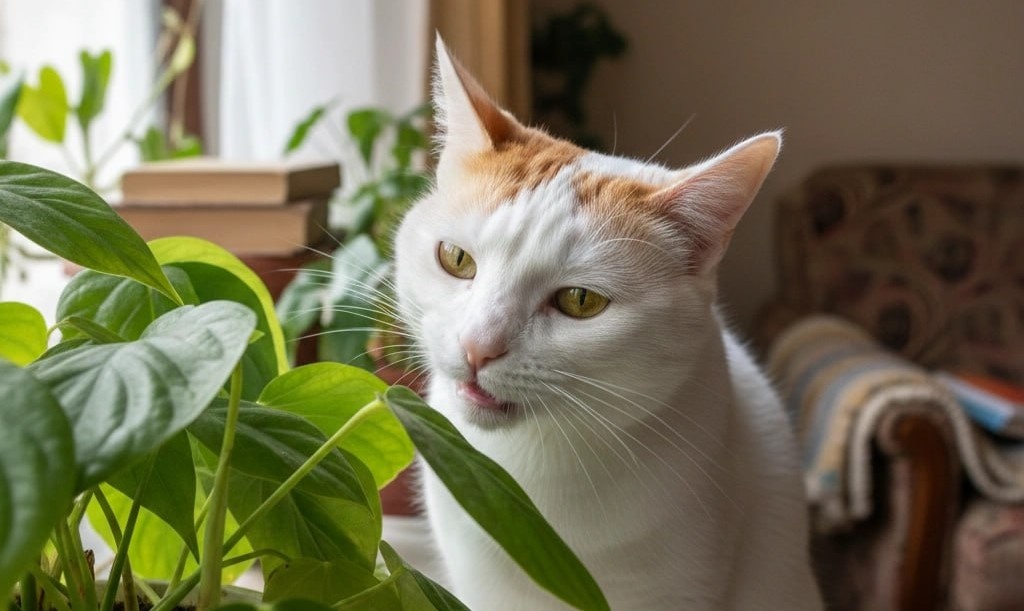 Муся покушается на цветок