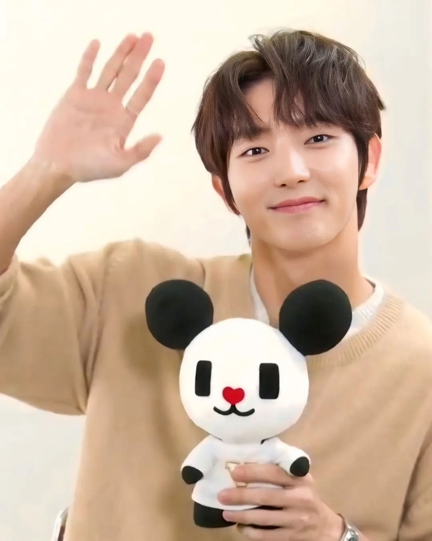 А вот это существо с прямоугольными глазами, напоминающее пандочку, сопровождало актёра в Японии на фестивале, посвящённом "Цветку зла", в 2024. 