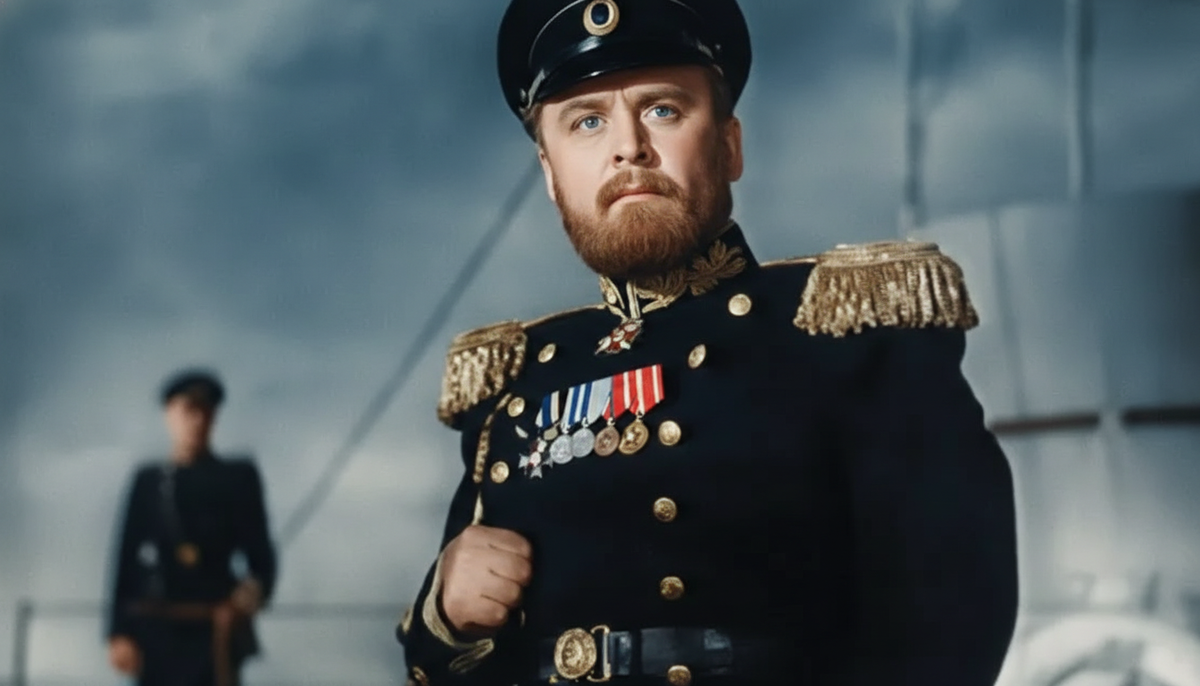 Кадр из фильма "Варяг" (1946), цветной восстановленный