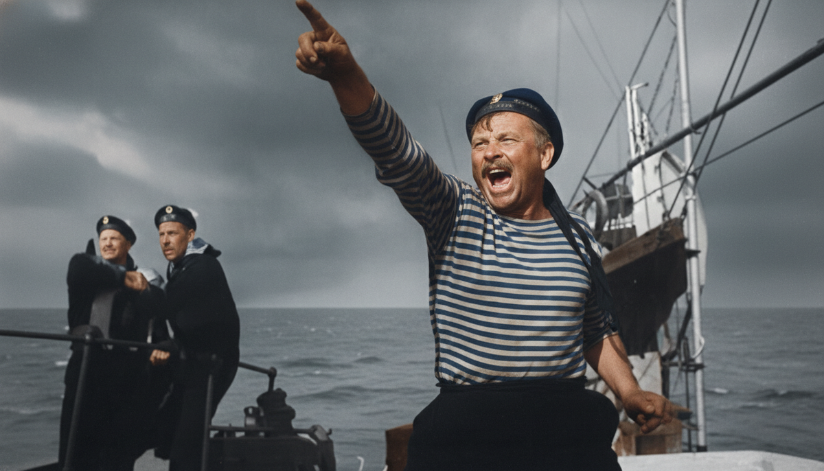 Кадр из фильма "Варяг" (1946), цветной восстановленный