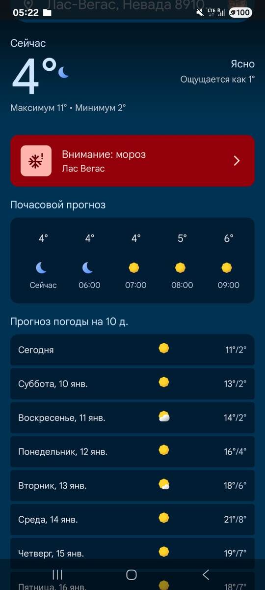 погода в Лас-Вегасе 