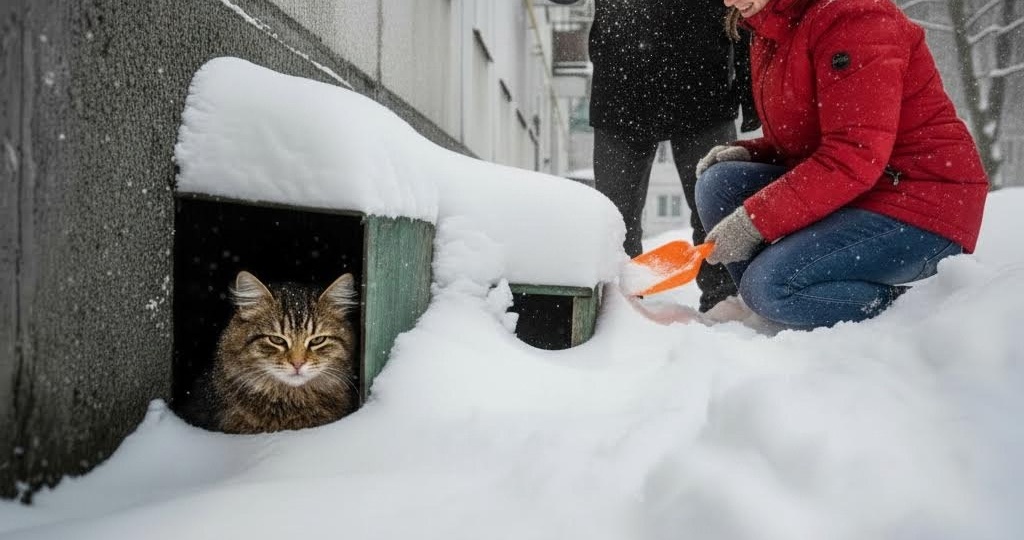 Зима стала ловушкой для кошек. Помогите спасти.