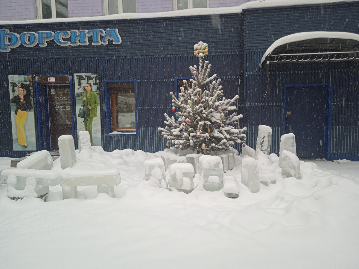 Новогодняя ёлка возле магазина "Форсита".