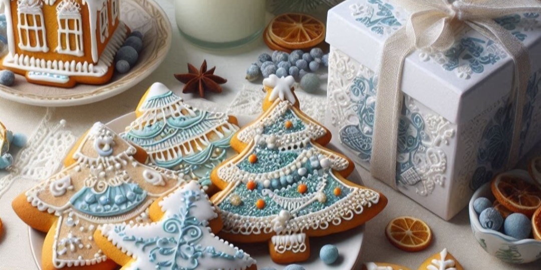 Пряники печатные, пряничный домик и имбирный человечек. Украшение и подарок.