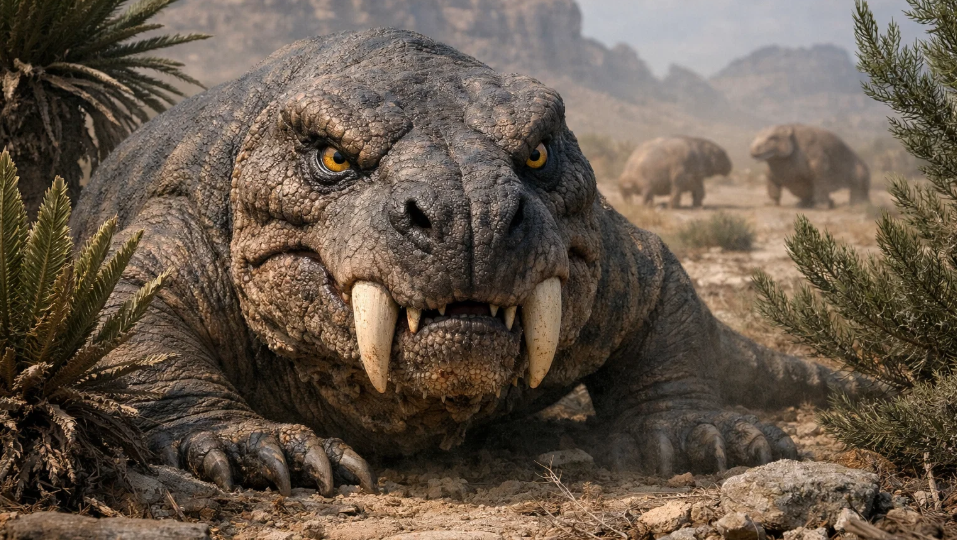 Гениодект с мощными зубами и массивной челюстью