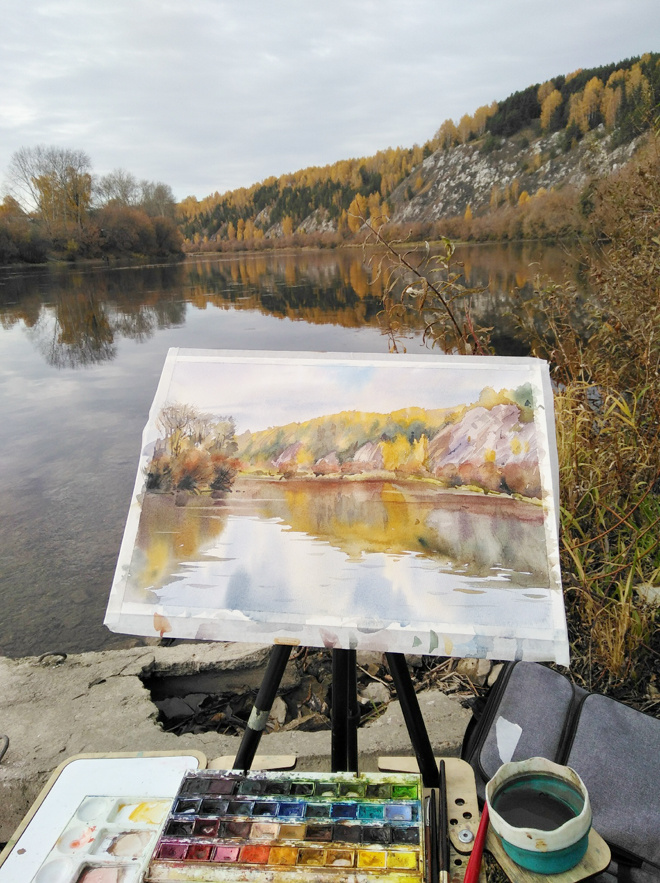 
Этюд Александры Кривощёковой на пленэре