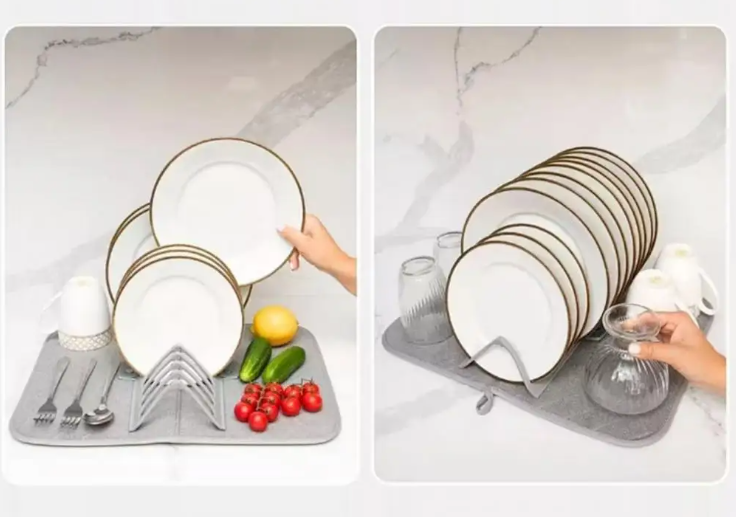 Складной супервпитывающий коврик для сушки посуды