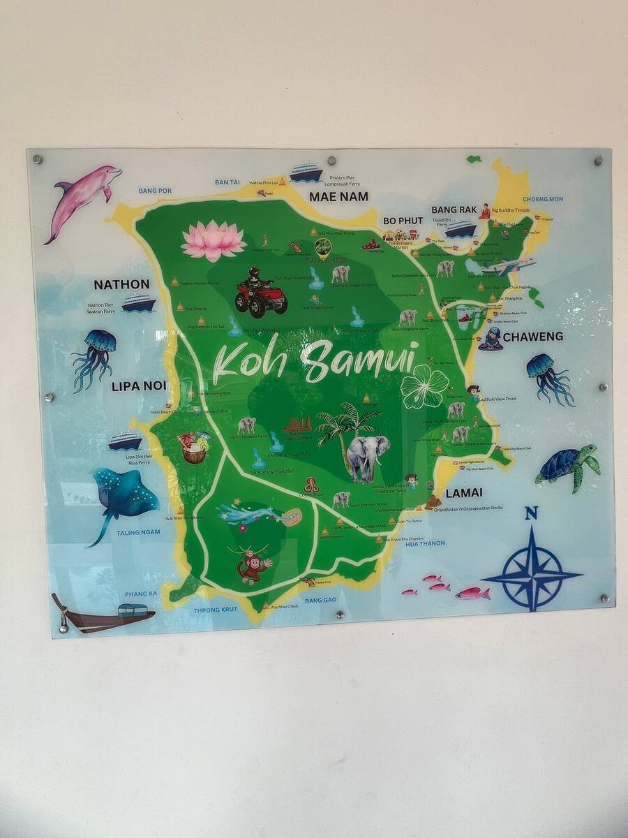 Карта пляжей острова Самуи.