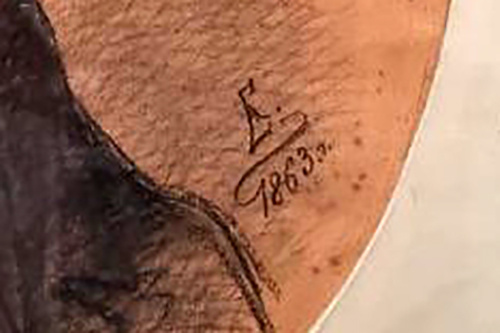 Подпись в правой нижней части портрета из коллекции ГИМ. 