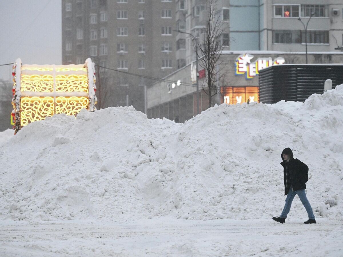    Мужчина во время снегопада в Москве | © РИА Новости / Михаил Воскресенский