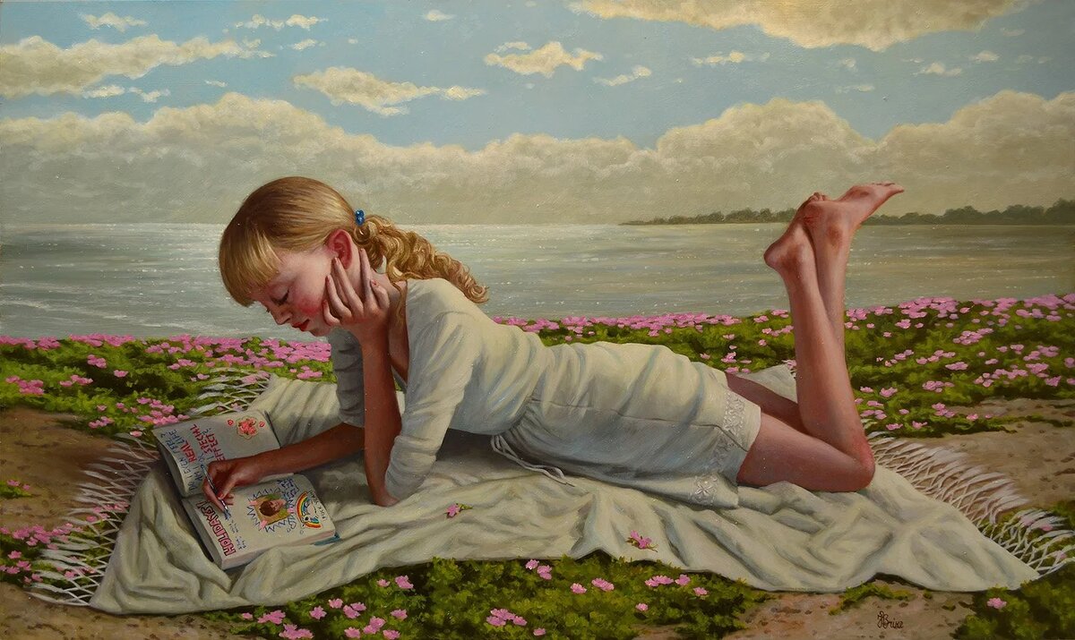 КАРТИНА ЛАТВИЙСКОЙ ХУДОЖНИЦЫ ЯНЫ БРИКЕ / Jana Brike /   «Синий дневник»