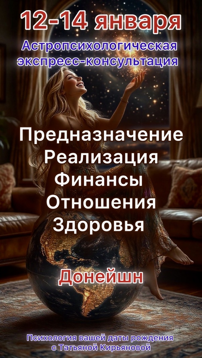12-14 января на личную Астропсихологическую экспресс-консультацию за Донейшн!