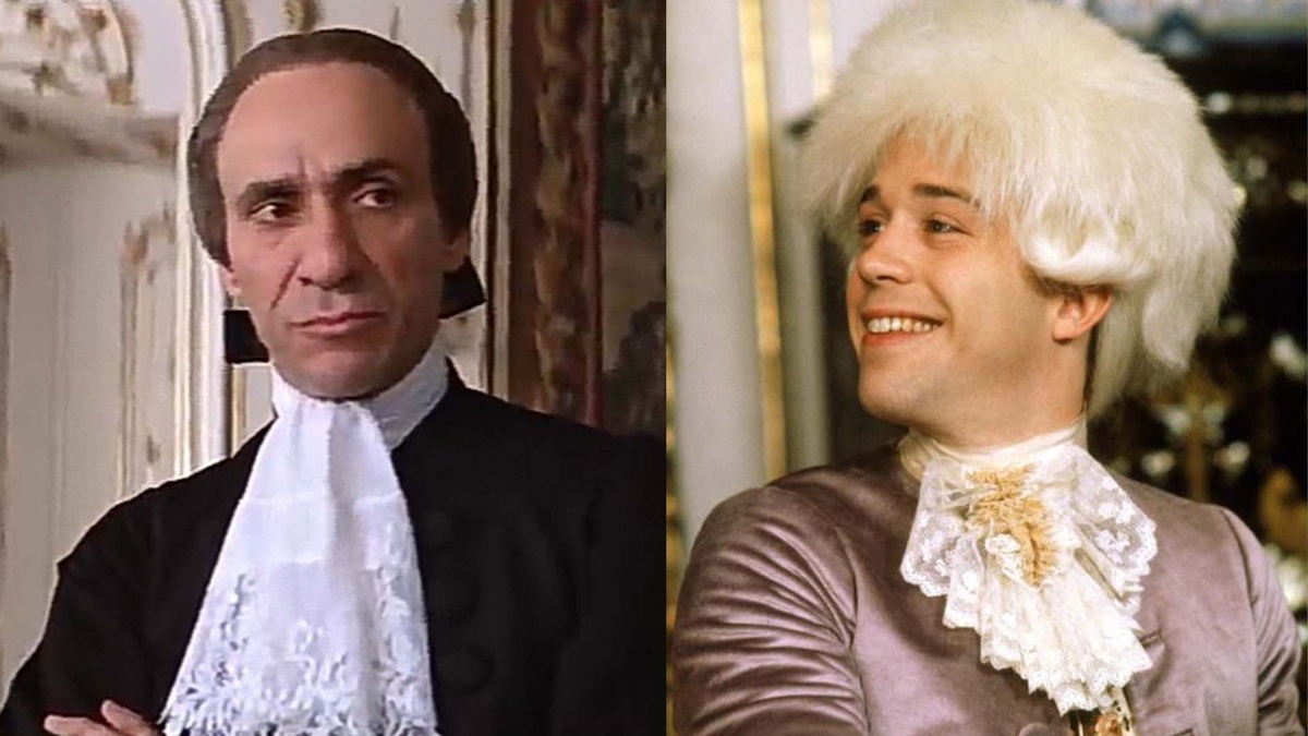 Главные персонажи «Амадея» Милоша Формана: Мюррей Абрахам в роли Сальери и Том Халс в роли Моцарта.