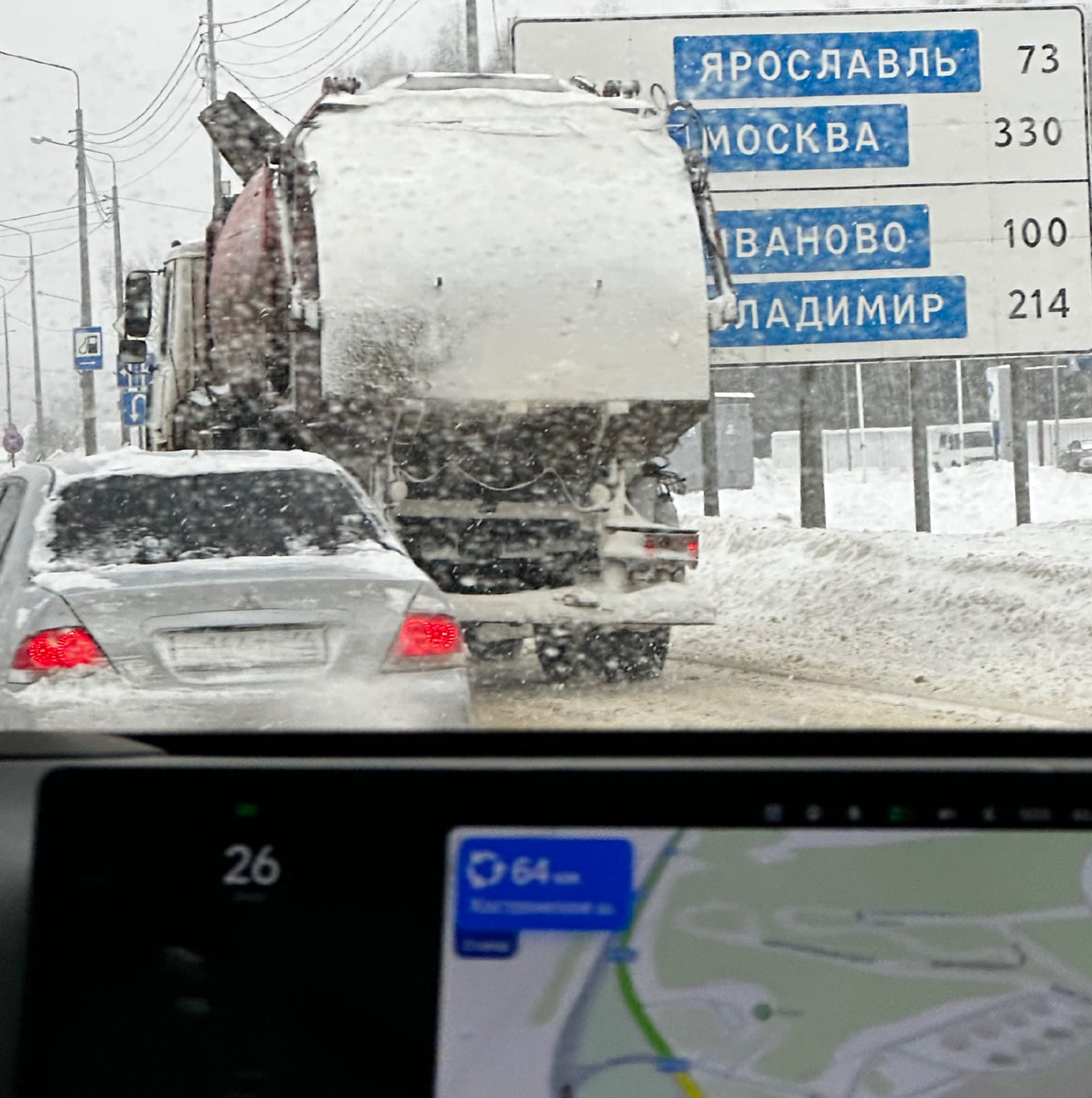 Личное фото. Вид на заснеженную дорогу в Костроме. Едем домой 