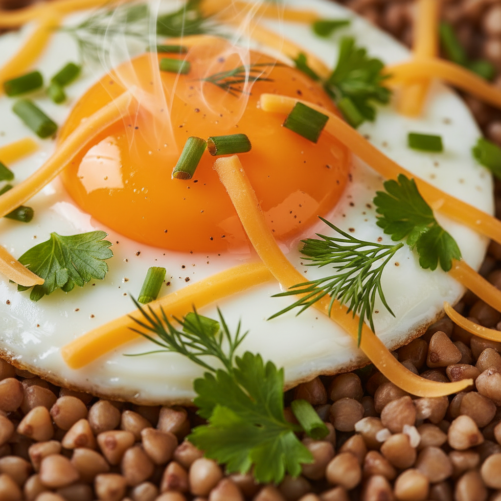 Сытный Завтрак с Гречкой, Яйцом, Сыром и Зеленью