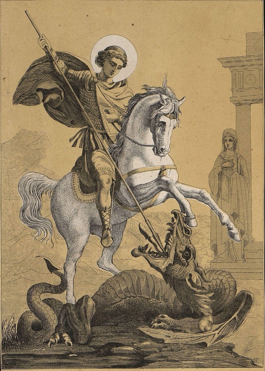 Святой Георгий поражает змия.