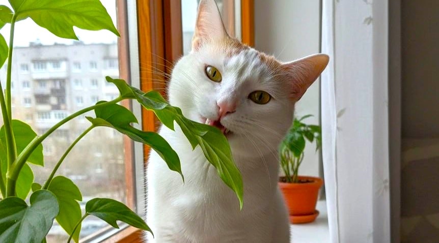 Муся решила сделать перекус зеленью