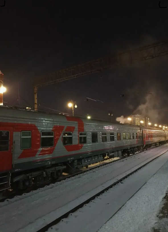 На изображении показан российский поезд